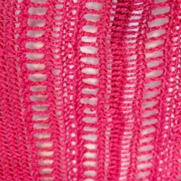 Eileen Fisher 100% Linen Knit Cardigan L Hot Pink Open Weave Lightweight Spring - Picture 4 of 6